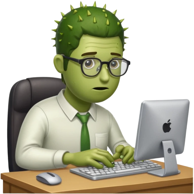 Pickle guy working very hard and wired typing on computer  emoji
