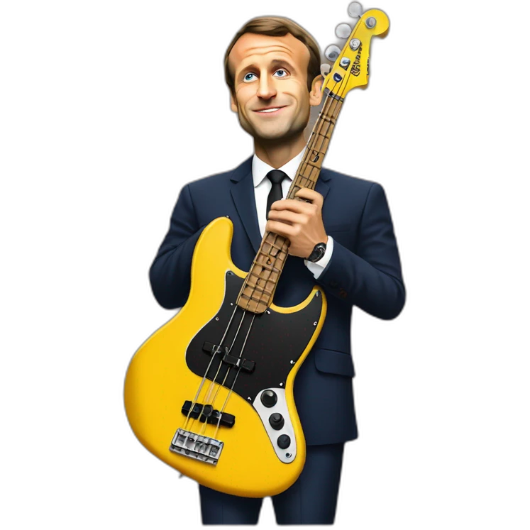 Emmanuel Macron playing Fender Jazz bass emoji