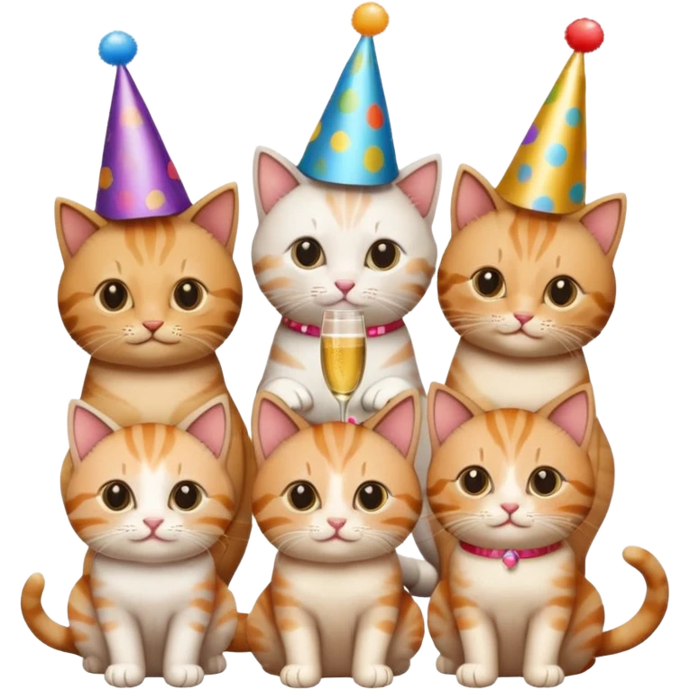 3 cats and a kitten at a birthday party emoji