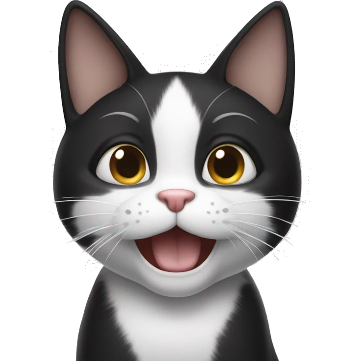 Black and white cat celebrating  emoji