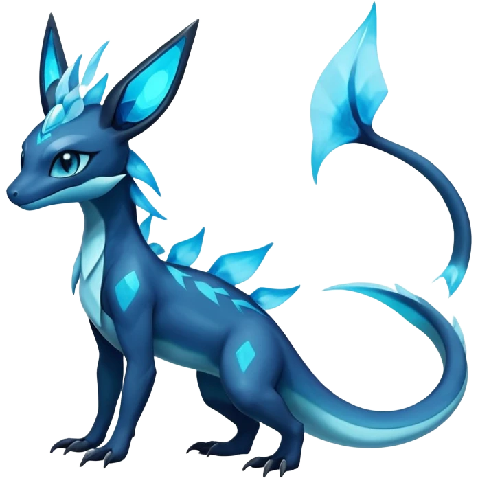 Colorful Dark Shiny Exotic Salandit-Aurorus-Glaceon-Fakémon-hybrid-creature (full body)  emoji