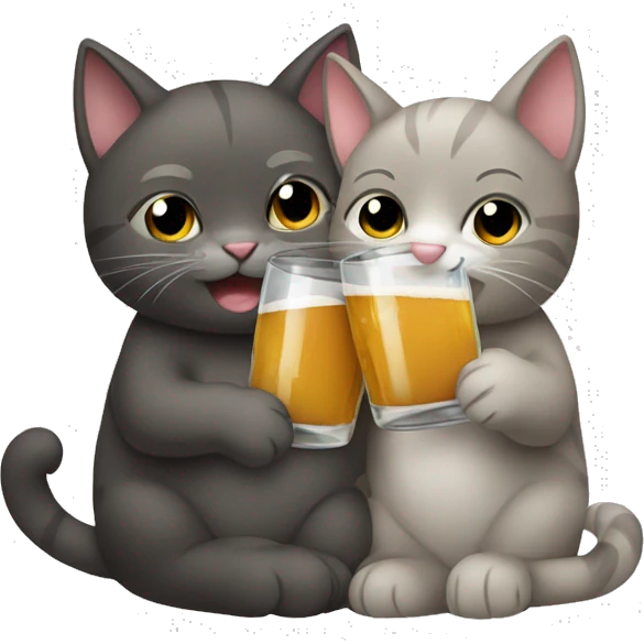 Two cats hugging and drinking emoji