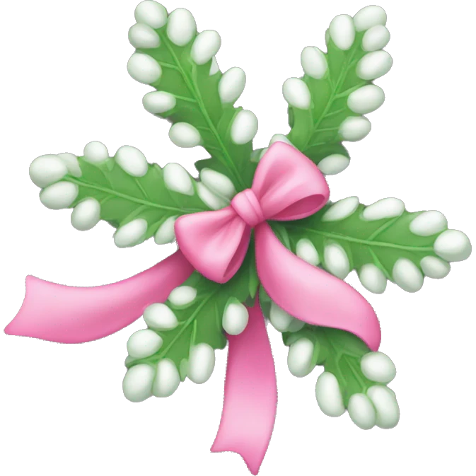 Mistletoe with pink bow emoji