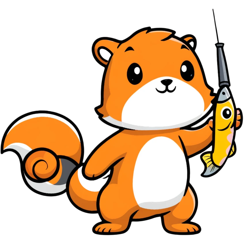 squirrel fighting with a fish as a weapon emoji