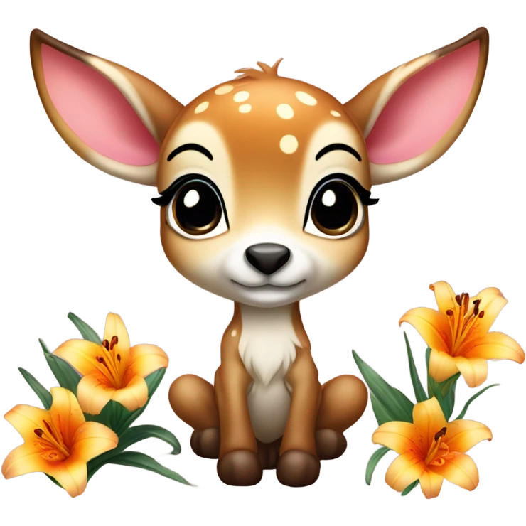 Cute bambi with lily emoji