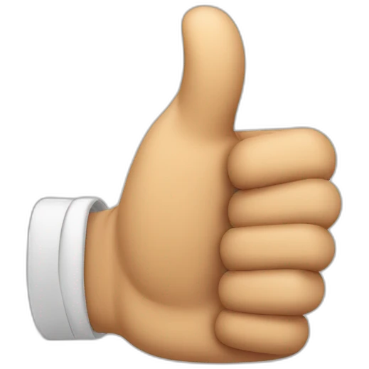 Thumb up but top part cruled like tesak emoji