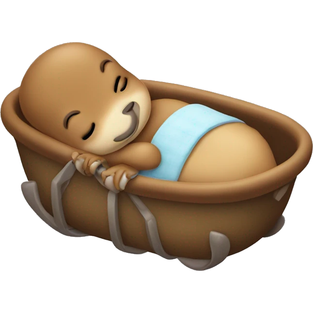 A platypus baby who sleeps in a cradle emoji