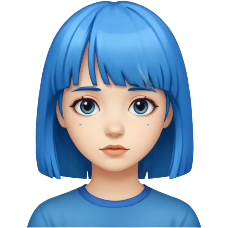 girl with bangs and blue hair emoji
