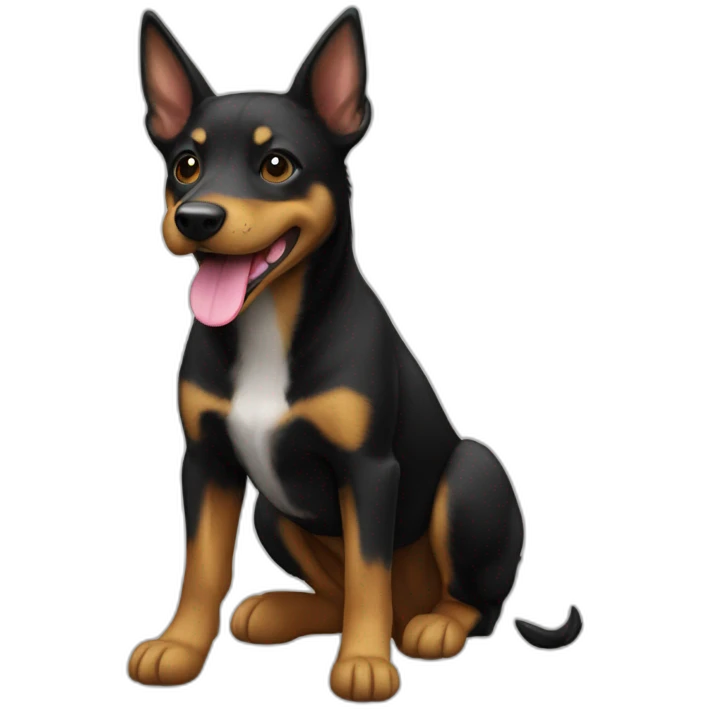 Elsie the black and tan kelpie cross with a long tongue emoji
