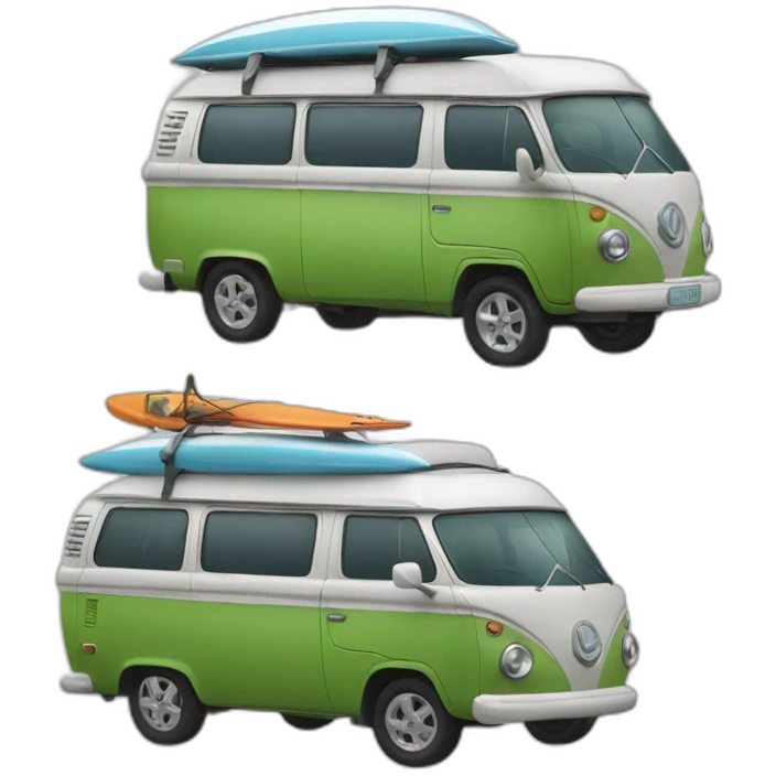 Navi Camping Car with surfing skeleton  emoji