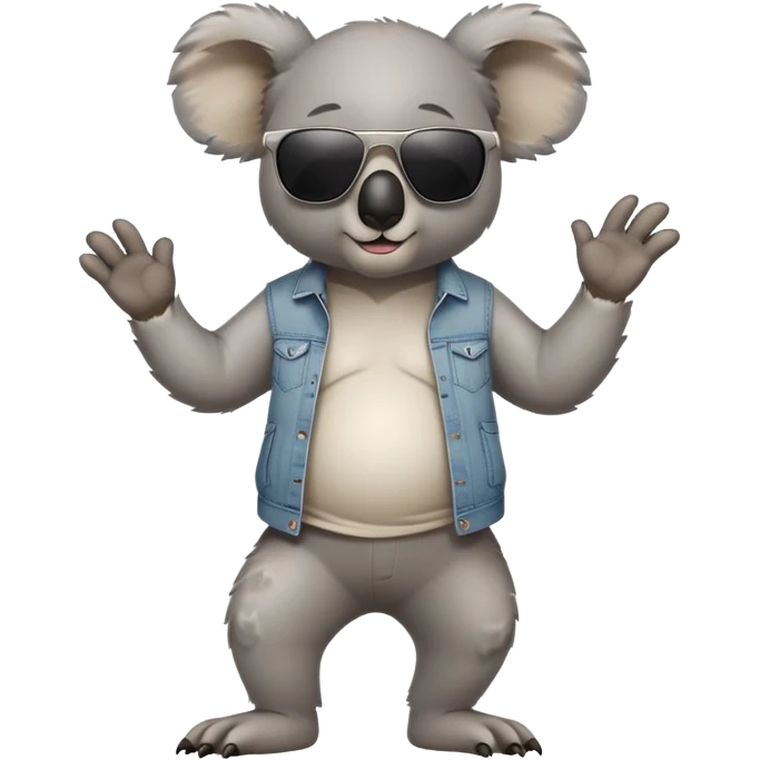anthropomorphised koala in casual clothing, wearing dark sunglasses, walking upright in relaxed pose emoji