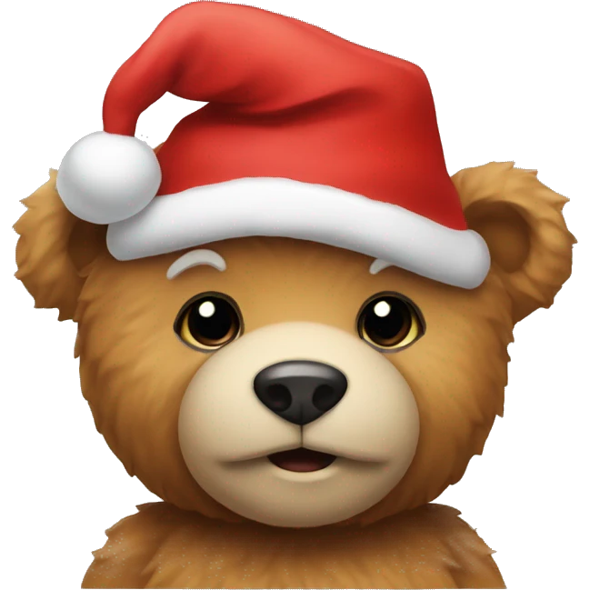 A teddybear with a christmas hat emoji