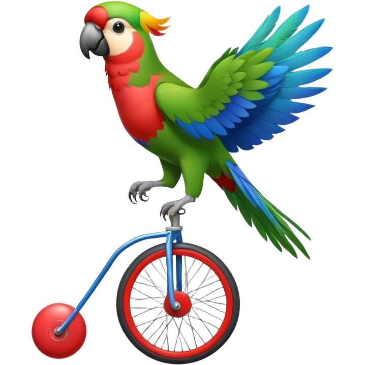 a circus parrot that turns the ball on a unicycle emoji