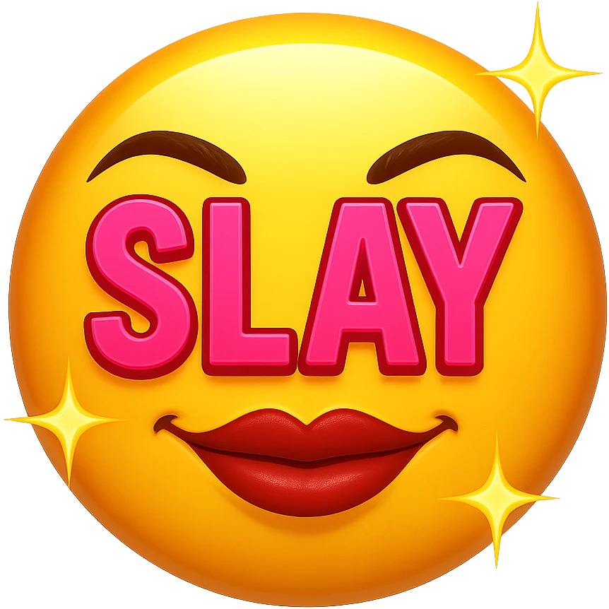 slay emoji, bold and radiant, modern, no background emoji