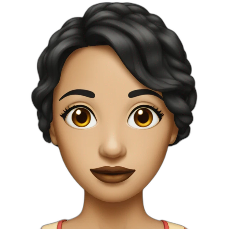 a woman with thin lips black hair emoji