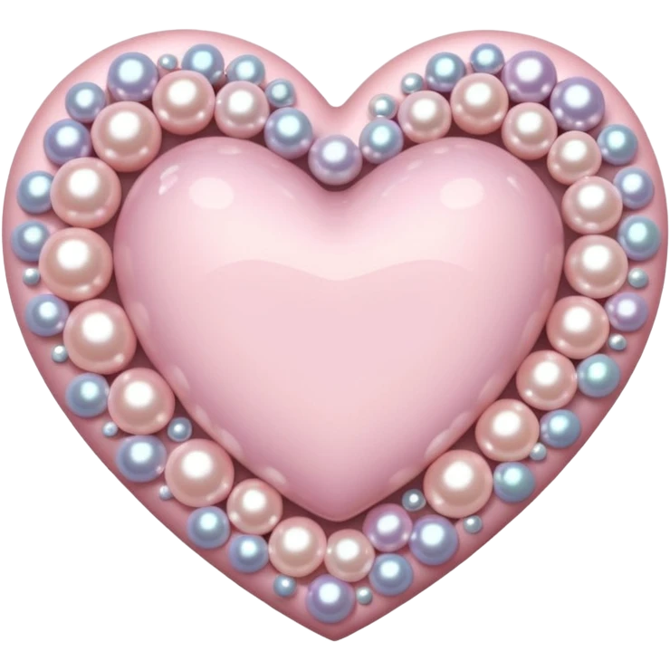 Pale pink heart with pale pink pearls around it  emoji