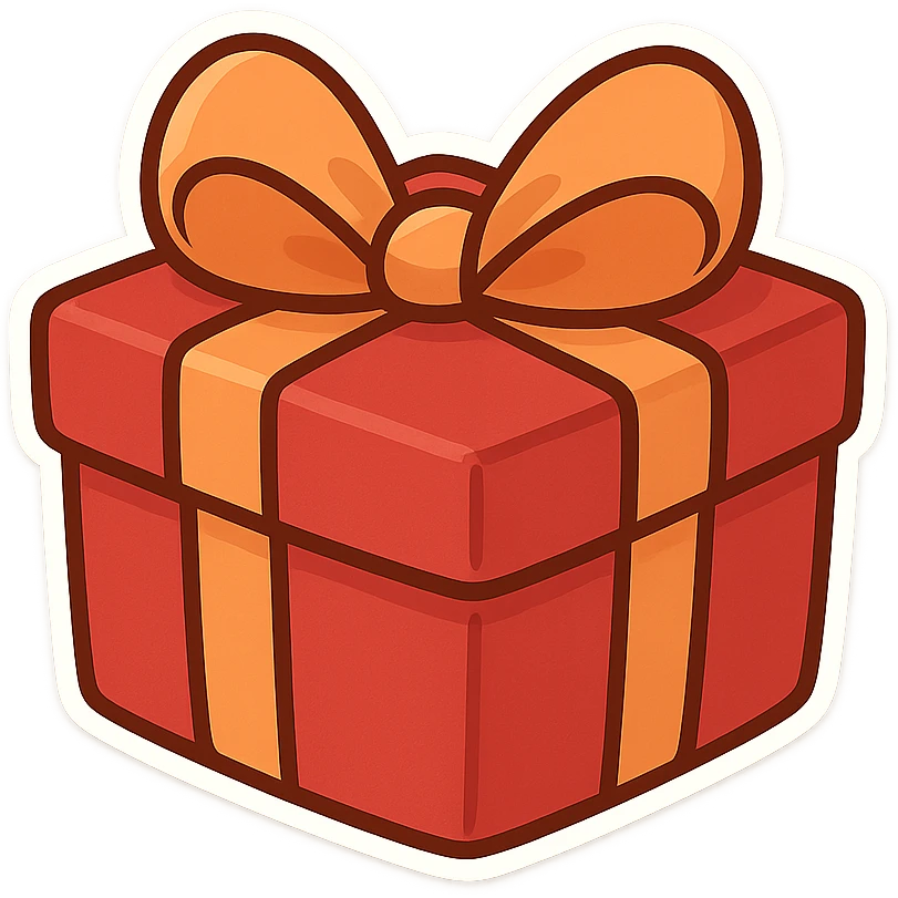 一个红色礼盒，橘色的丝带系着蝴蝶结 emoji