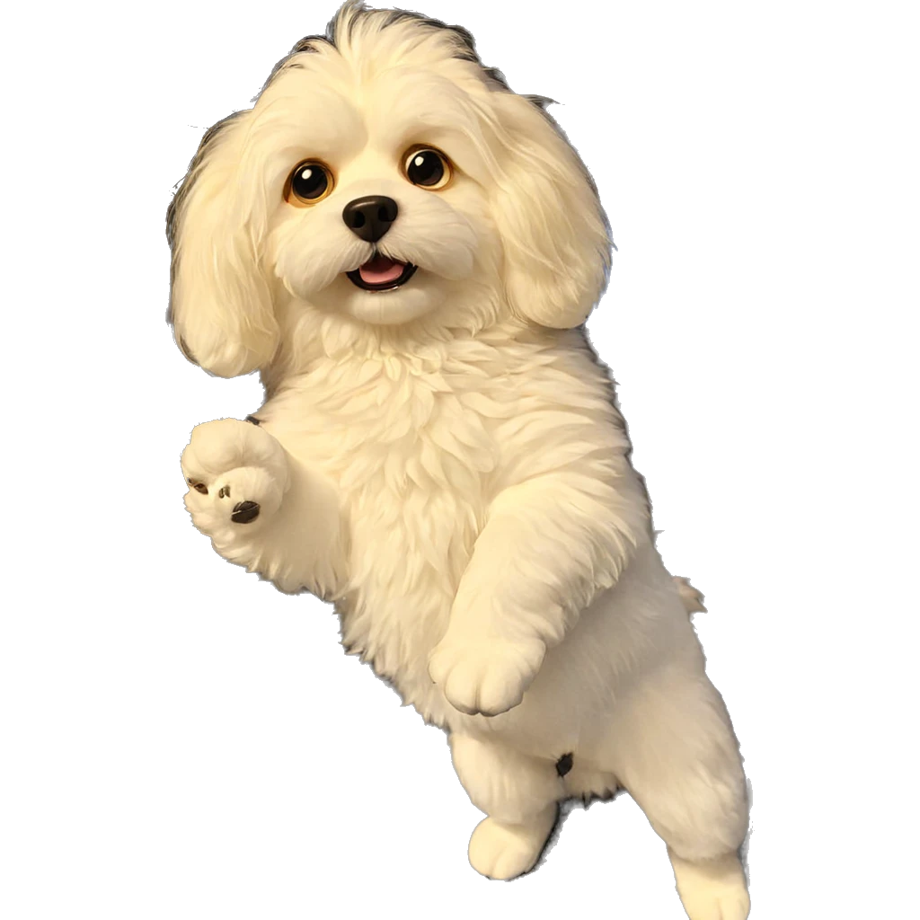 fluffy dog gazing at viewer emoji