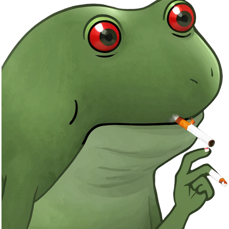 Frog with red eyes smoking emoji