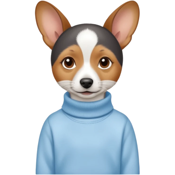 Rat terrier wearing a light blue sweatshirt  emoji