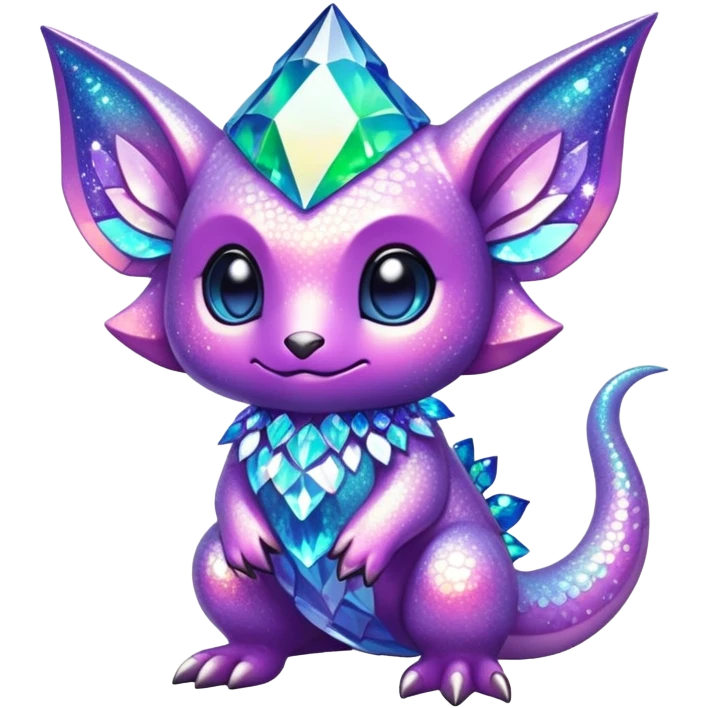 Randomly-colored sparkly exotic chibi Fakémon-creature emoji