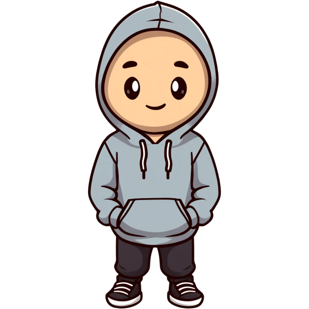 Ollie wearing hoodie emoji
