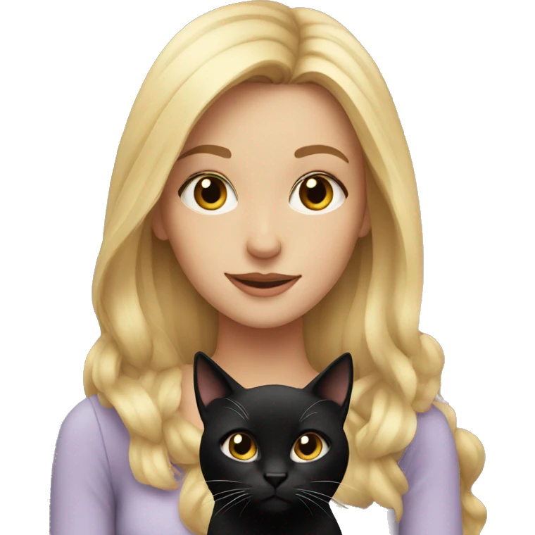 Blonde girl with a black cat  emoji