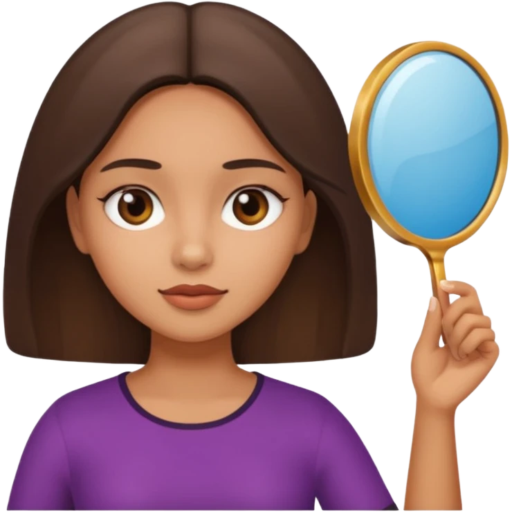 latin girl looking at herself with a hand mirror emoji
