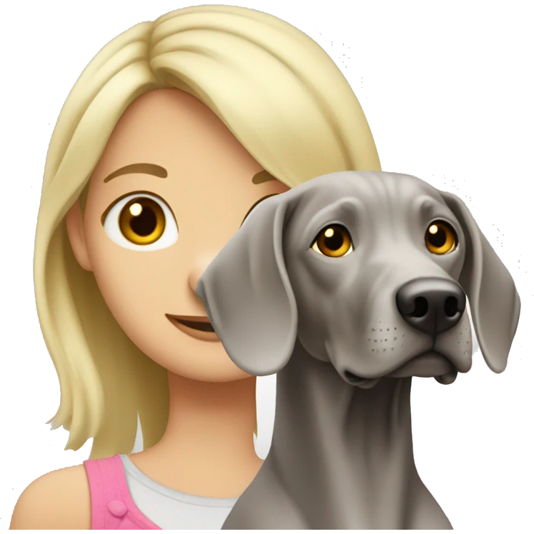 Weimaraner with blonde girl  emoji