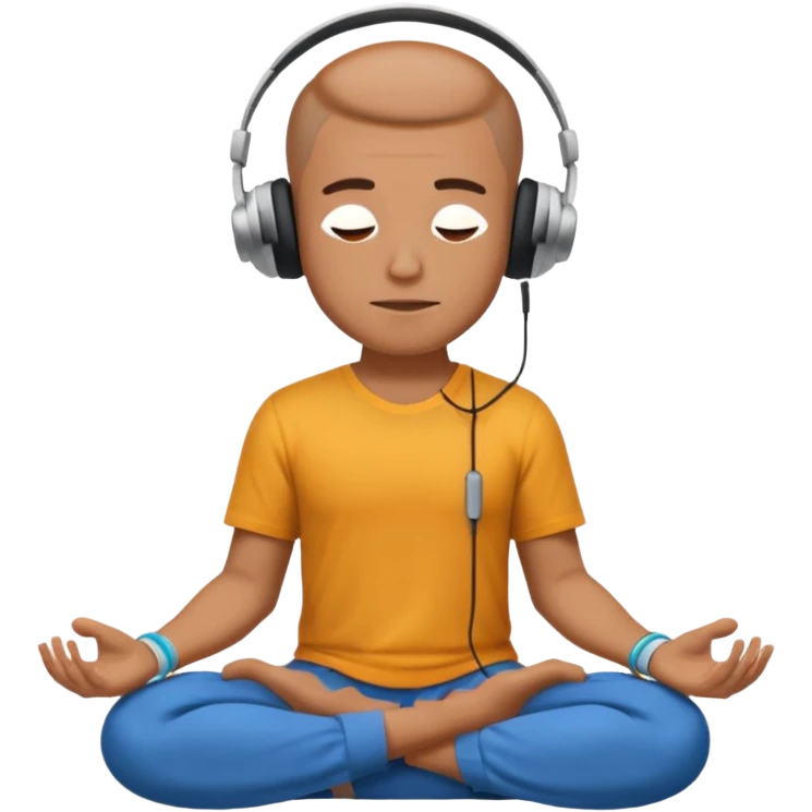 man meditating with headphones emoji