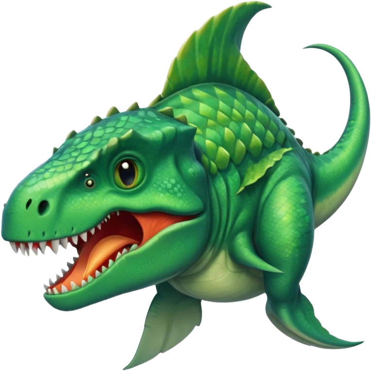 Dinosaur with fish head emoji