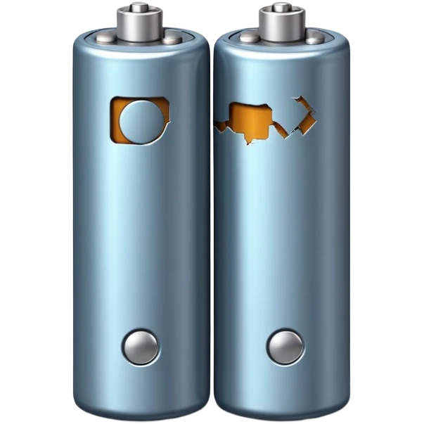 Two dead batteries stacked on top of each other, depleted, empty power emoji