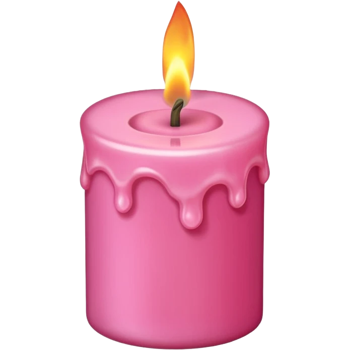 Draw a pink candle with a flame on it that looks 5 degrees tilted from a bird's eye view. emoji