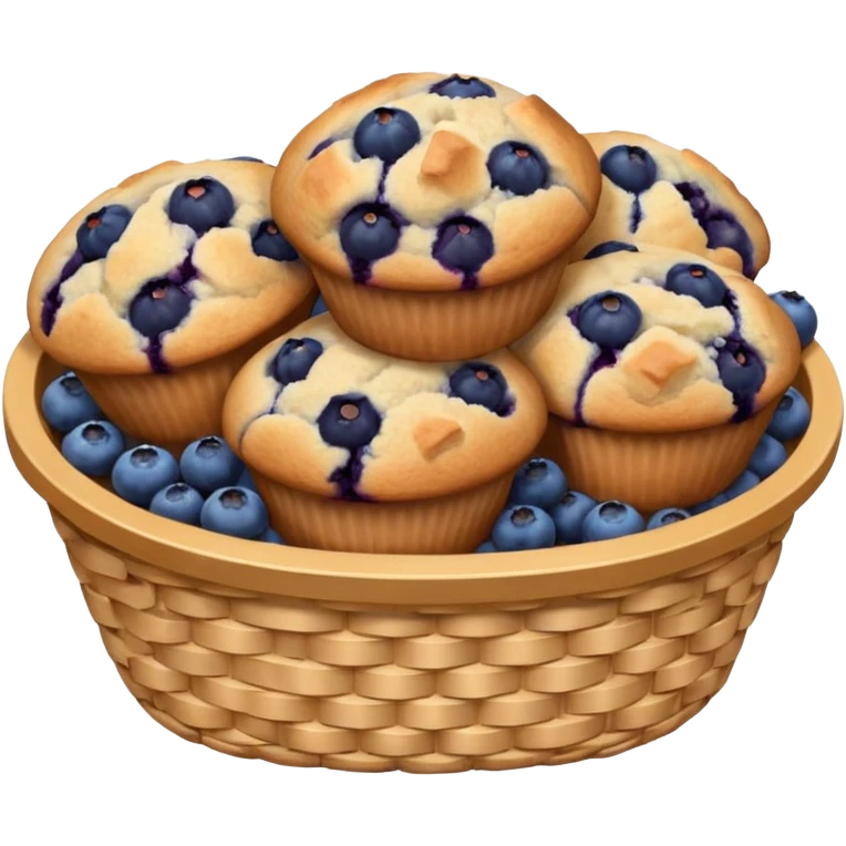 Basket of blueberry muffins emoji