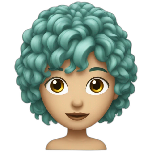 Un mec brun cheveux court bouclé yeux bleu vert emoji