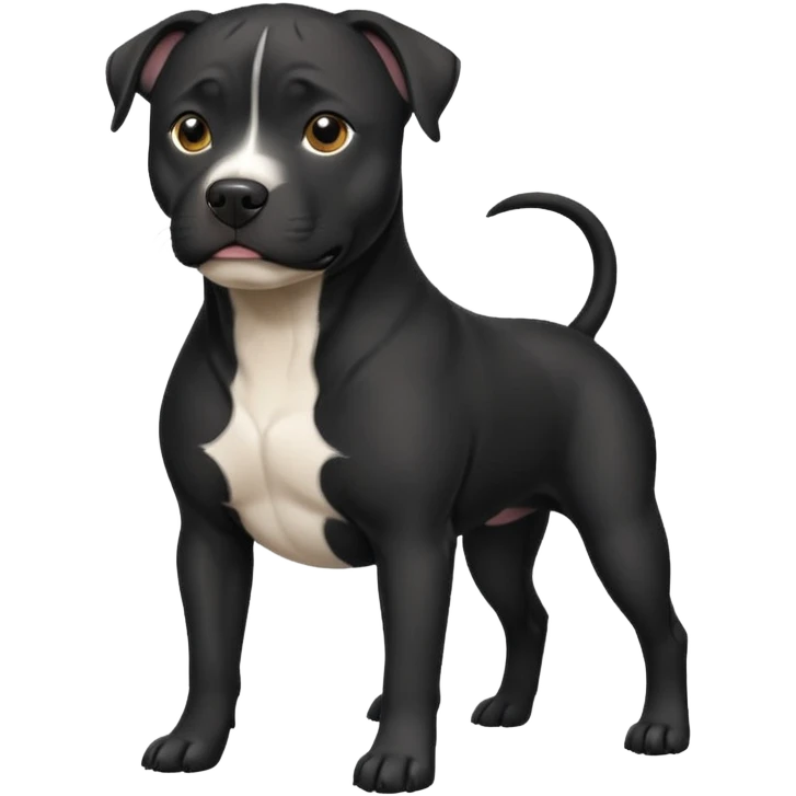 A black pitbull lab mix with a white chest ￼ emoji
