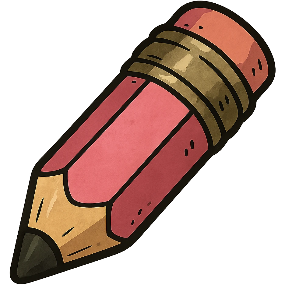 bold ghibli style icon of a pink pencil emoji
