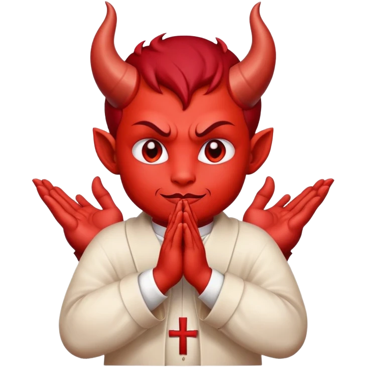 devil making prayer hands emoji