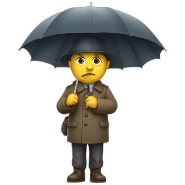 sad german man with umbrella in his hands emoji