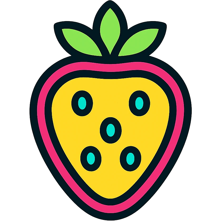 neon sign strawberry with bright acid colors emoji