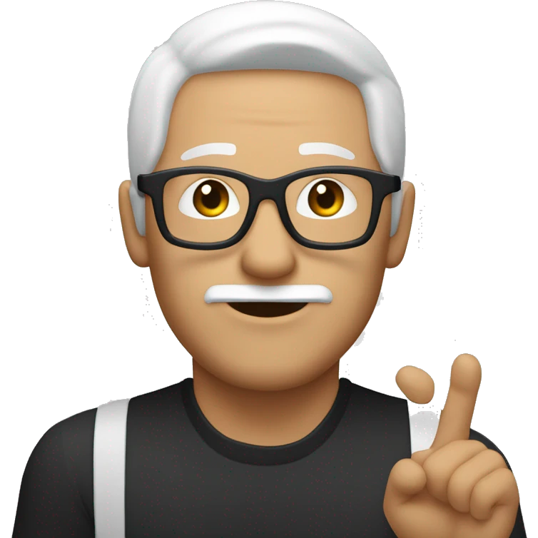 a man who wears a eyeband colour is black doing a 1 hand fingercross white haired guy his name is gojo emoji