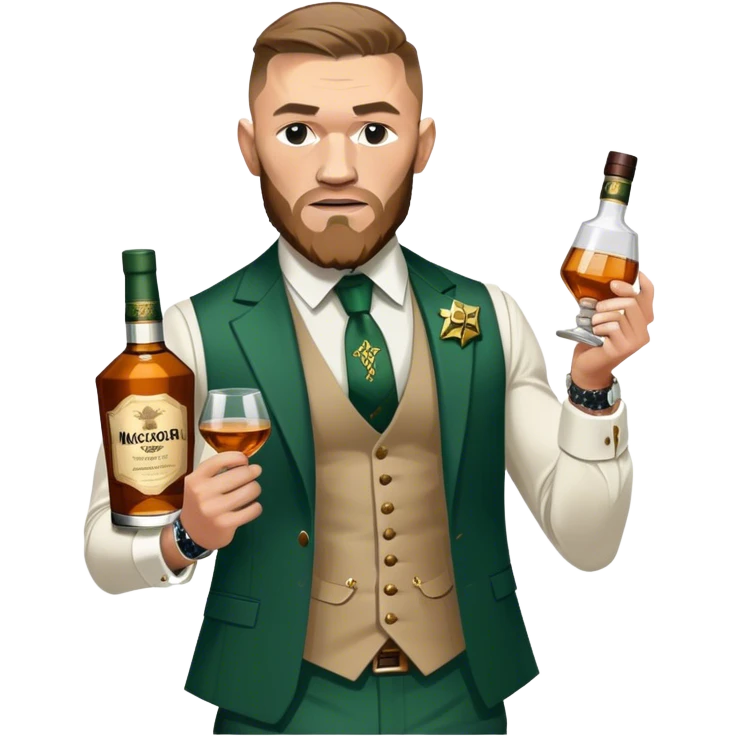 Conor mcreggor in the octagon with whiskey emoji