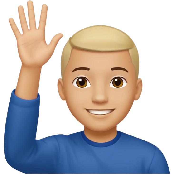 joven trigueno corte de pelo reguetoon sonrisa bonita saludando mano arriba emoji