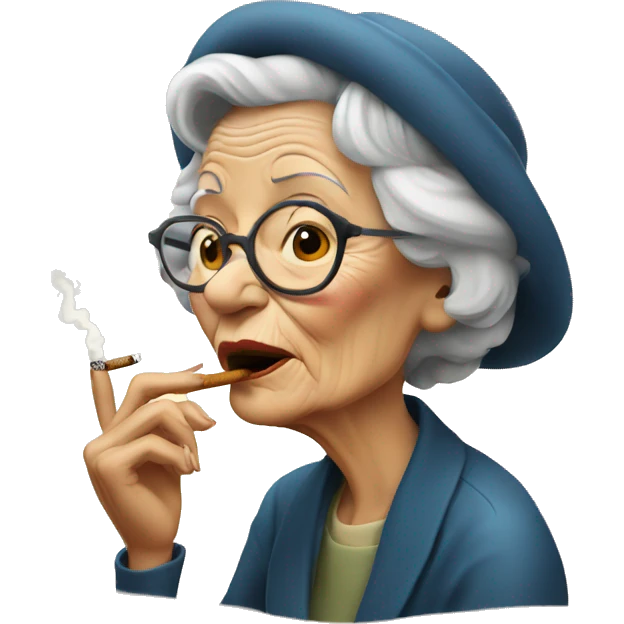 Old lady smoking cigarettes  emoji
