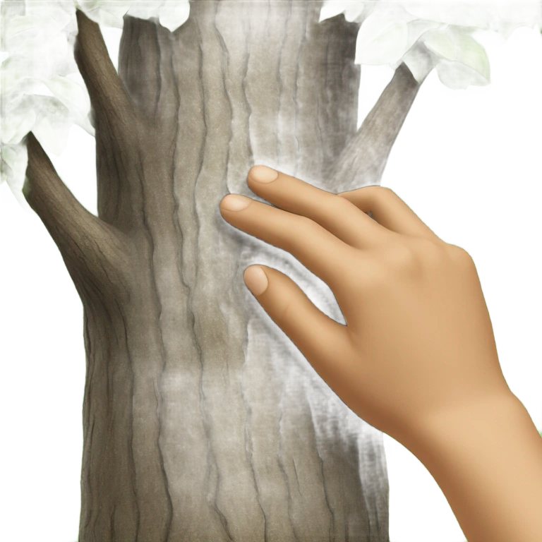 hand is touching a part of a tree emoji