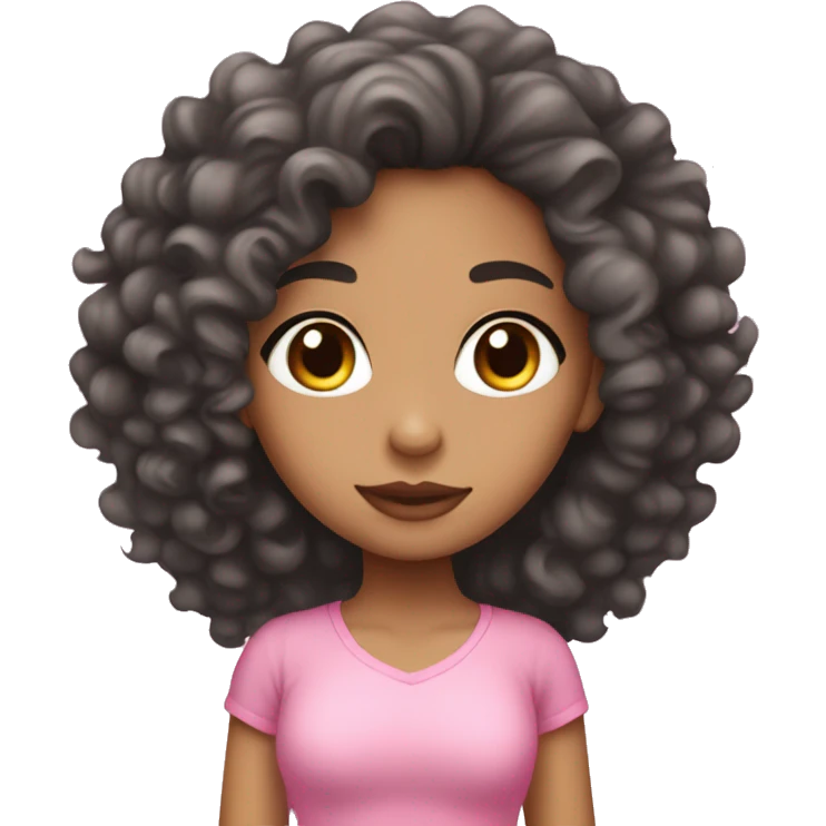 lightskin girl with curly black hair in pink emoji