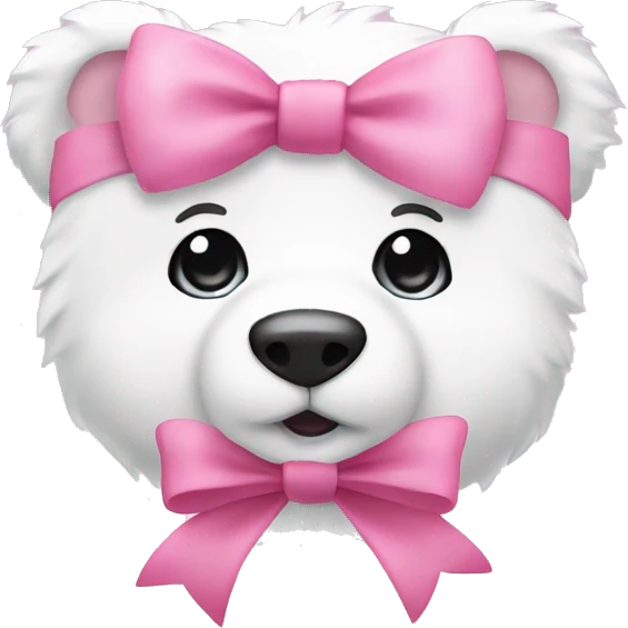 cute white bears face only with a pink bow on it’s ear with a sparkle emoji like this ✨ around it emoji