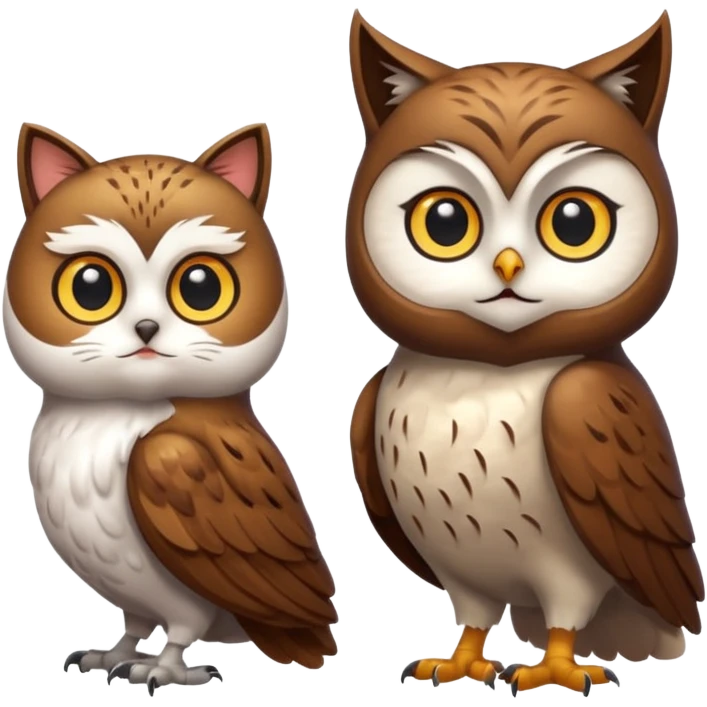 Owl bodyand cat head and tail full body emoji