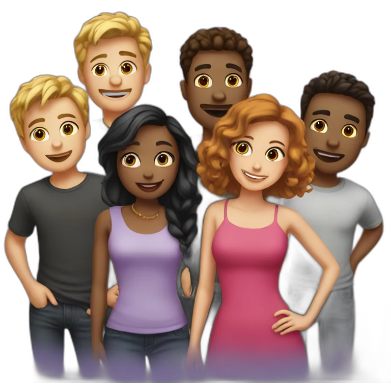 Several friends in a party emoji