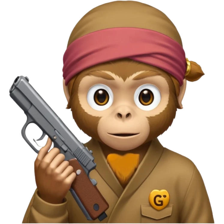 Monkey wearing a dorag and holding a glock emoji